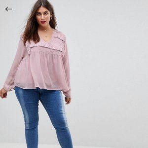 ASOS Curve Shirred Smock with V Neck